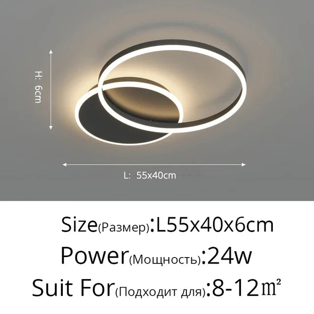 DecorBites™ LED Round Ceiling Chandelier for Modern Living Room, Bedroom, Restaurant - Circle Rings Lighting Fixture