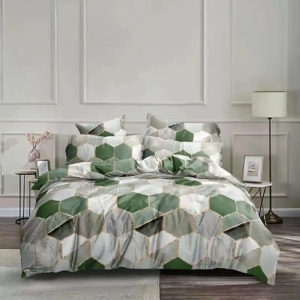 DecorBites™ Honeycomb Marble Patterned Bedding Set, Luxurious Duvet Cover with Pillowcase