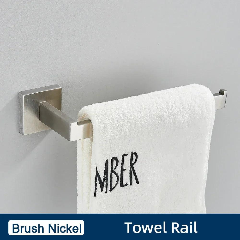DecorBites™ Brushed Gold Stainless Steel Bathroom Accessories Set: Toilet Wall Towel Bar, Paper Holder, Hook