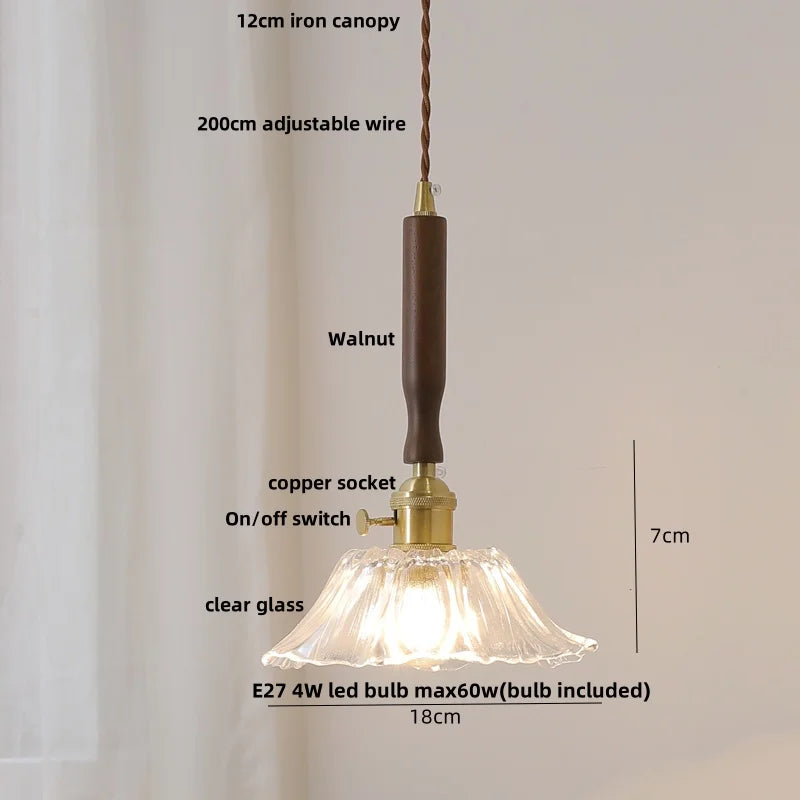DecorBites™ White Ceramic LED Pendant Light with Walnut Wood Accent - Modern Nordic Design