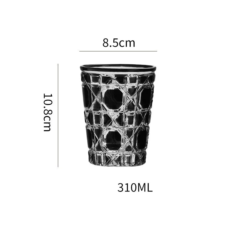 DecorBites™ 310ml Hand-carved Heavy Whiskey Glass Tumbler Cup
