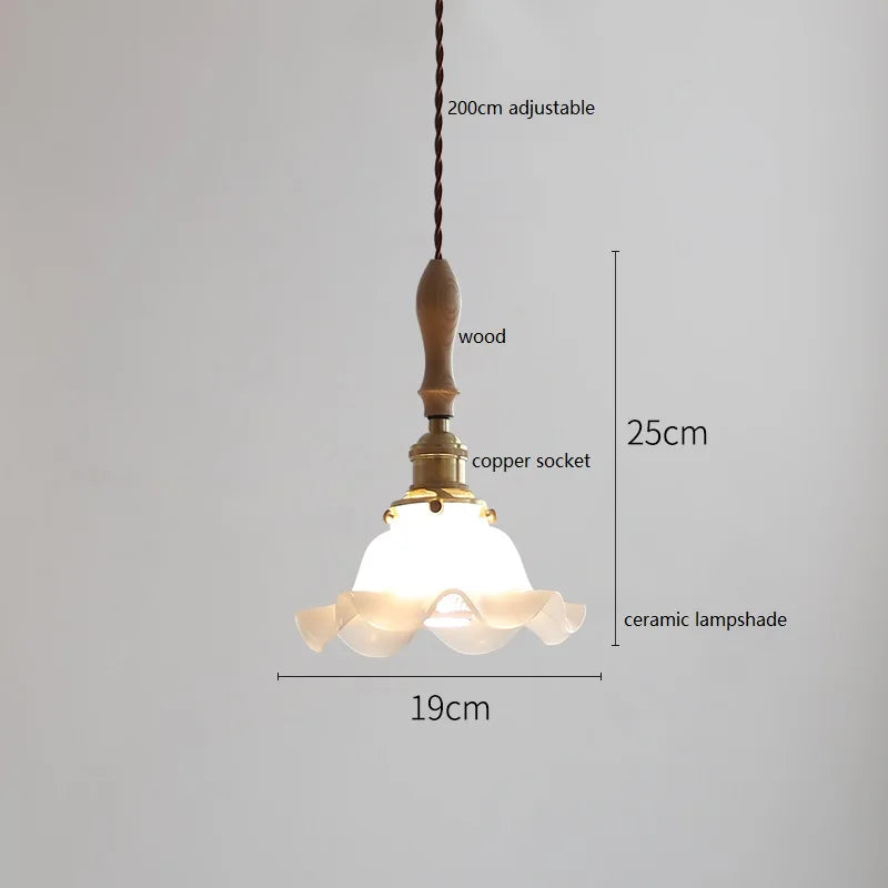 DecorBites™ Ceramic LED Pendant Light: 30CM, Home Decor, Bedroom, Living Room, Dinning, Wood & Copper Socket