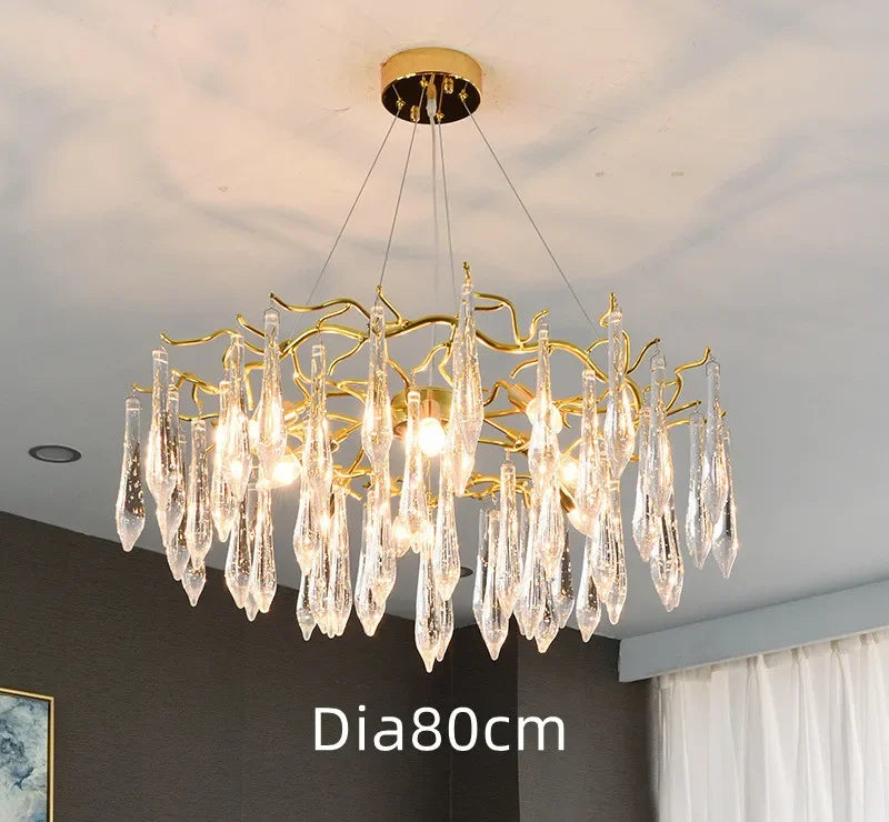 DecorBites™ Gold LED Branch Chandelier for Living Room, Bedroom, Hotel - Modern Luxury Aluminum Pendant Light