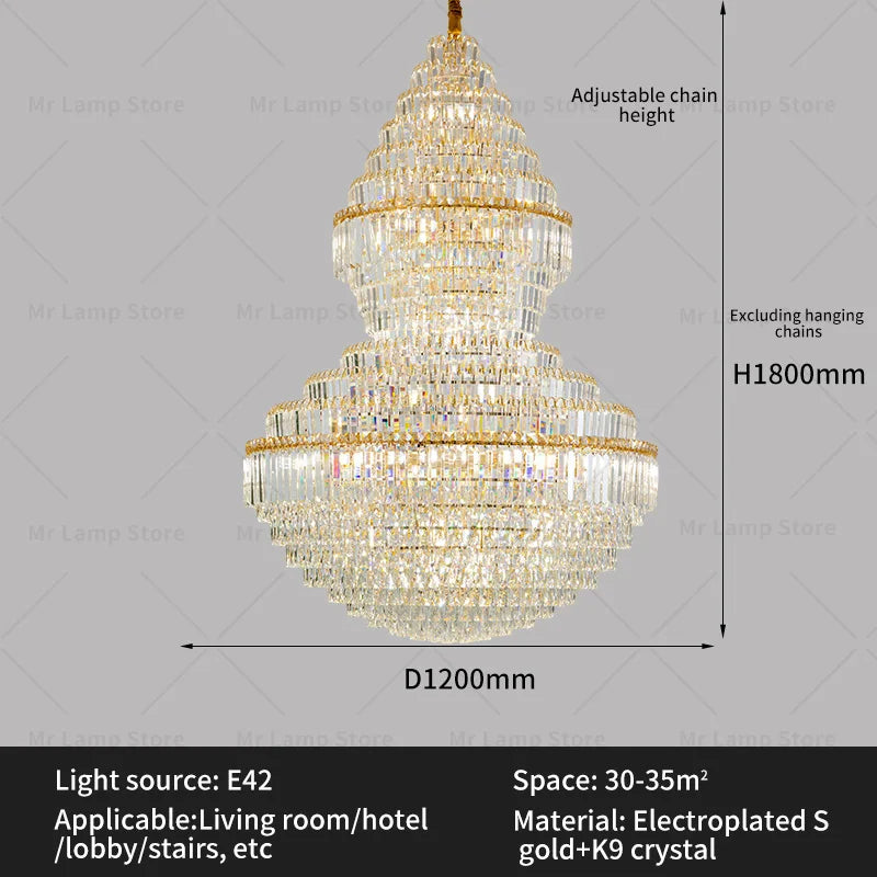 DecorBites™ Crystal Chandelier: Modern Duplex Loft & Villa Living Room Lighting
