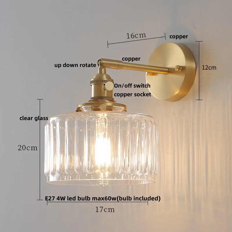 DecorBites™ Clear Glass Copper Knob LED Wall Lights | Modern Nordic Design