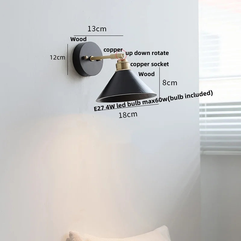 DecorBites™ Black Wood LED Wall Sconce, Rotatable Stair Light