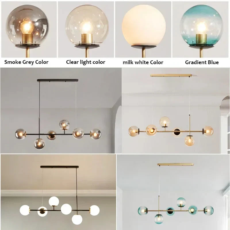 DecorBites™ Glass Ball LED Pendant Light Modern Chandelier for Living Room Decor