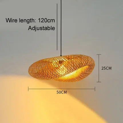 DecorBites™ Bamboo Chandelier: Handwoven LED Ceiling Pendant for Home Decor