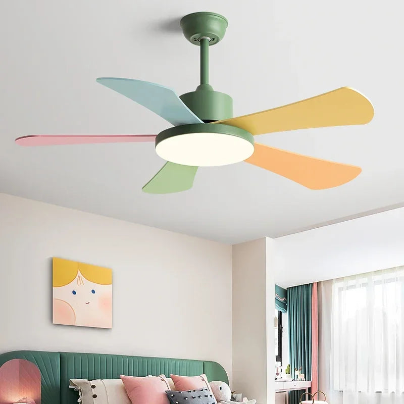 DecorBites™ 48" Bedroom Restaurant Ceiling Fan with 5 Wood Blades, DC Motor, LED Light, Remote