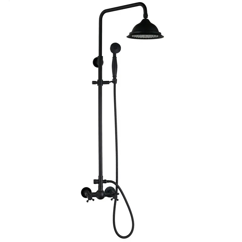 DecorBites™ 8" Black Rain Shower Head Set with Hand Spray and Mixer Faucet