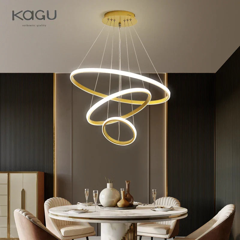 DecorBites™ Black Ring LED Pendant Chandelier for Living Room, Dining Room, Kitchen