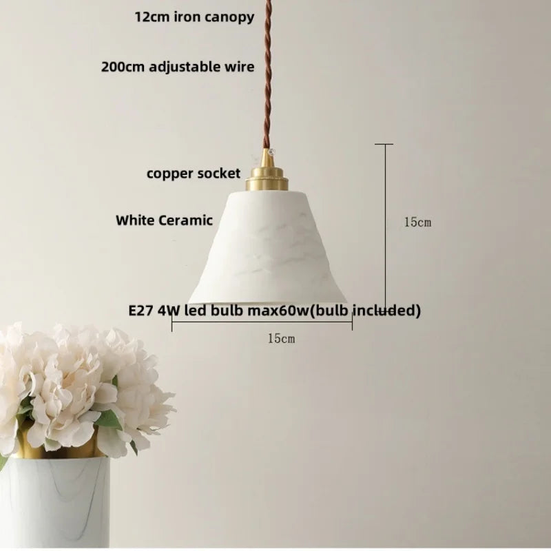 DecorBites™ Ceramic LED Pendant Lamp: Adjustable Modern Hanging Light for Kitchen, Dining Room, Bar