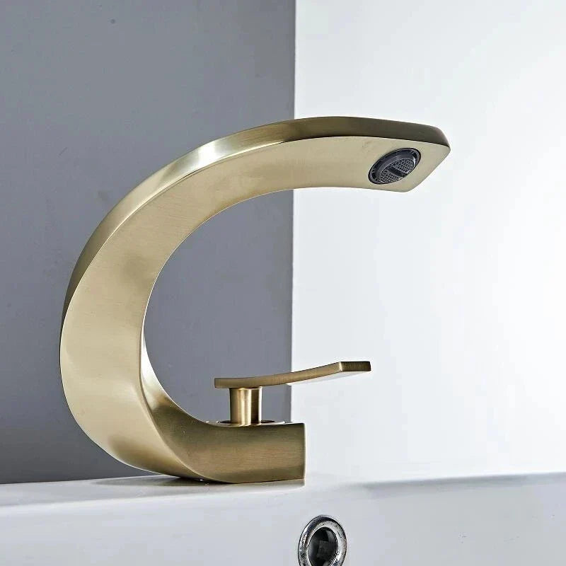 DecorBites™ Gold & White Bathroom Basin Faucet Deck Mounted Sink Tap, Brass with Rose Gold Accent