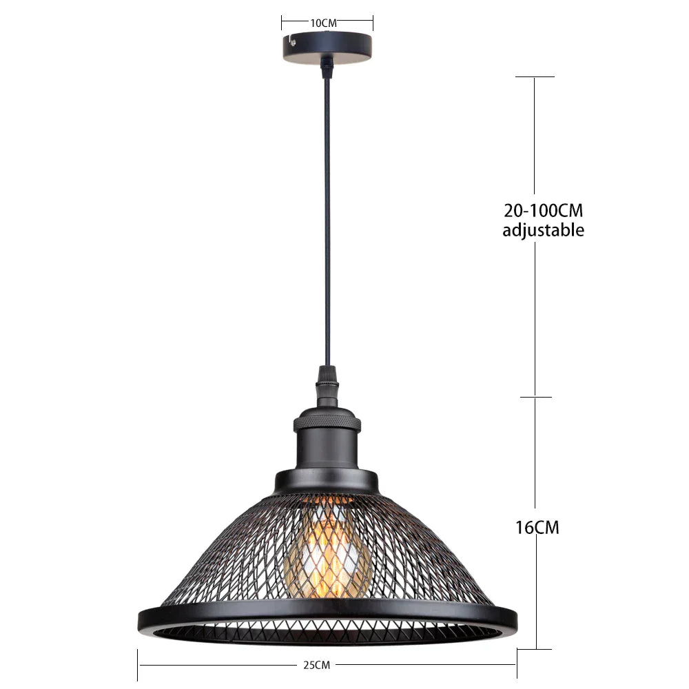 DecorBites™ Black Iron Net-Cage Pendant Light Fixture for Kitchen, Bedroom, Living Room, Restaurant