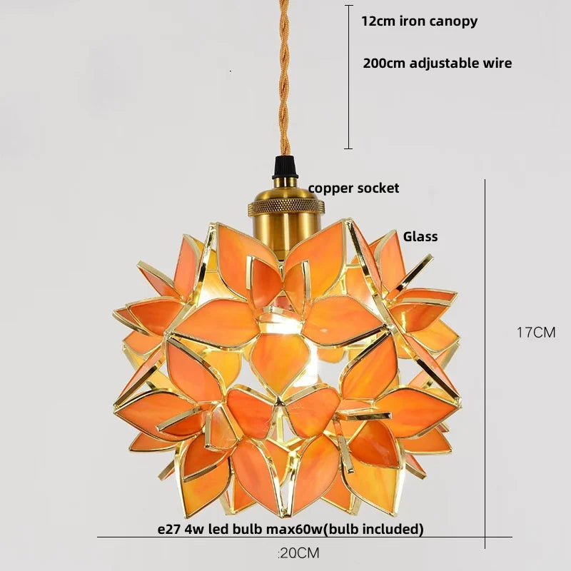 DecorBites™ Glass Flower LED Pendant Light Fixture for Modern Luxury Home Decor