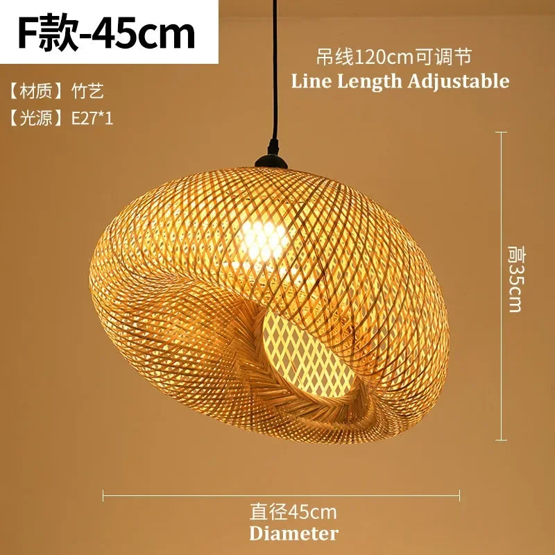 DecorBites™ Bamboo Chandelier: Handwoven LED Ceiling Pendant for Home Decor