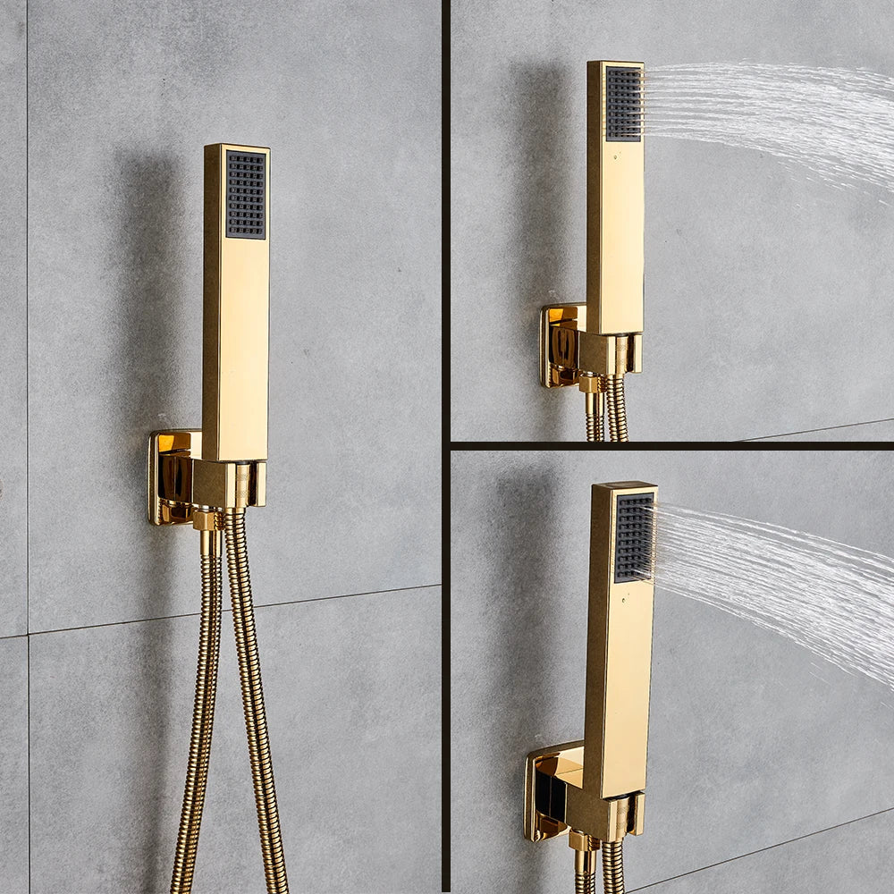 DecorBites™ Gold Digital Shower Set with 3-Functions LED Rainfall Head