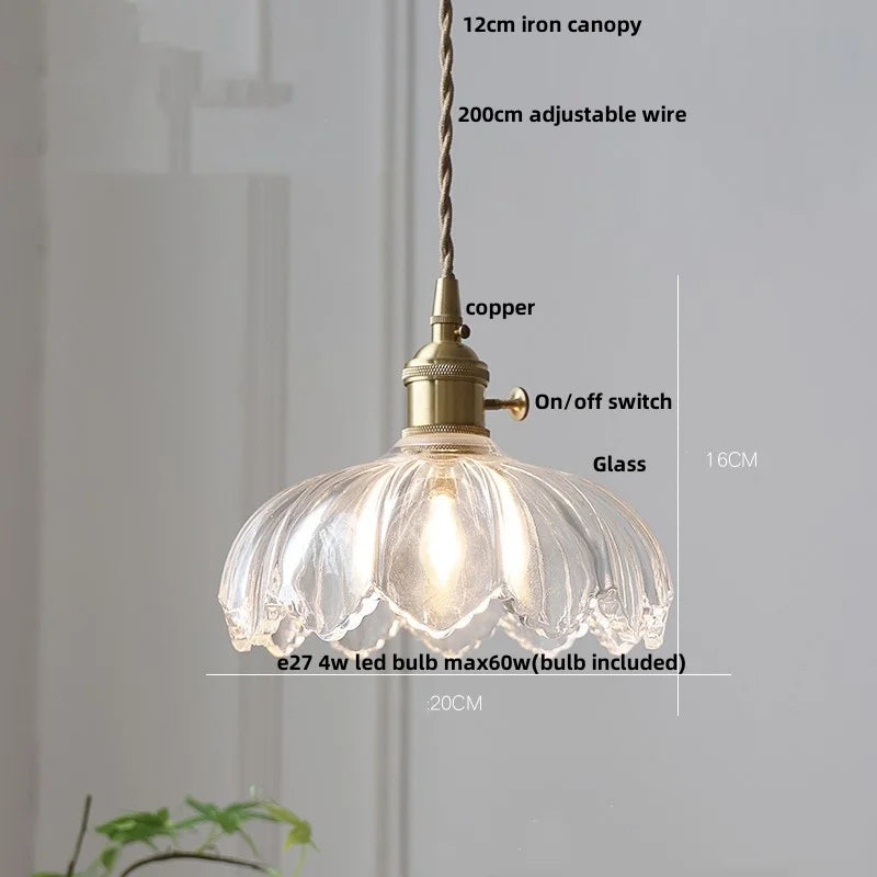 DecorBites™ Amber Glass LED Pendant Lamp 200cm Wire Adjustable Nordic Modern Simple Hanging Lights