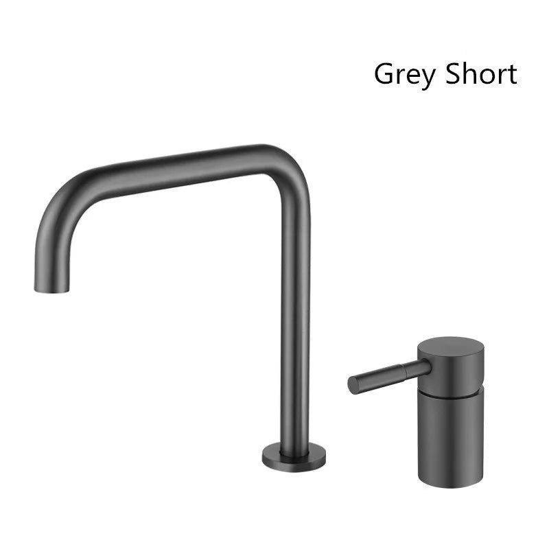 DecorBites™ Black Basin Faucet: Brushed Gold Two-Hole Bathroom Sink Tap with Rotating Spout
