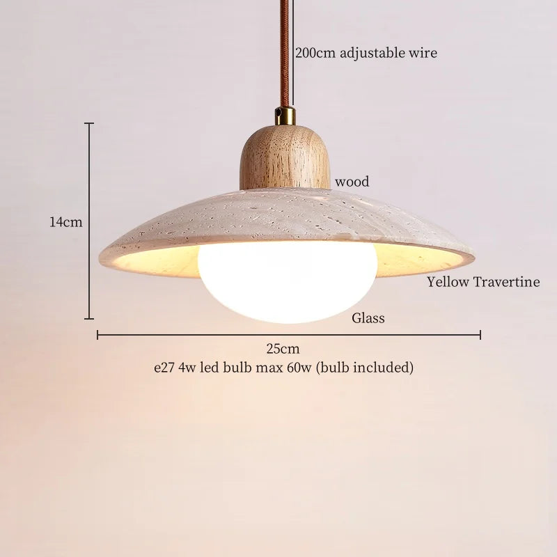 DecorBites™ Creative Stone LED Pendant Light Yellow Travertine Nordic Minimalism Hanging Lamp