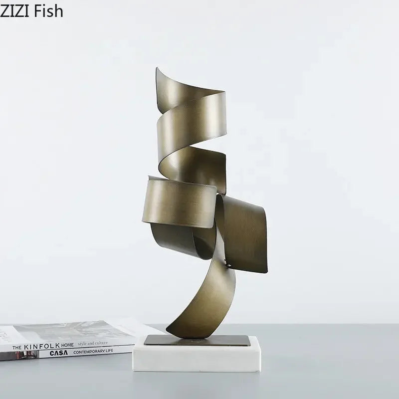 DecorBites™ Irregular Crimp Metal Ornaments: Creative Twist Sculpture Artwork for Aesthetic Room Decor
