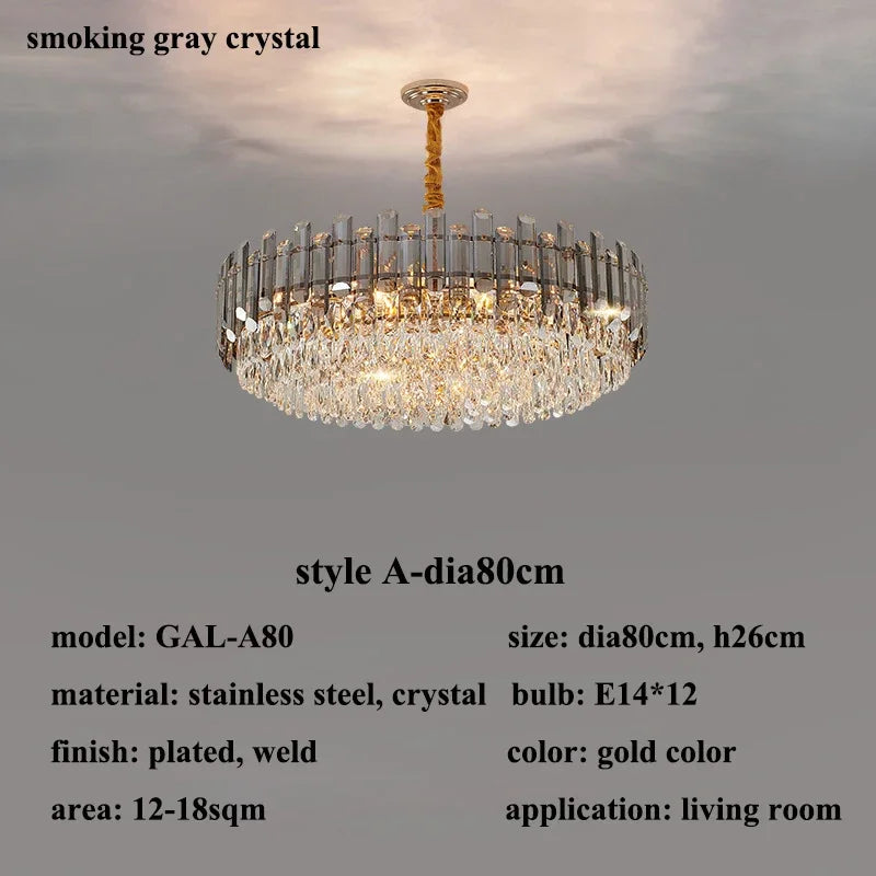 DecorBites™ Gold Crystal Chandelier for Living Room Luxury Lighting Fixture