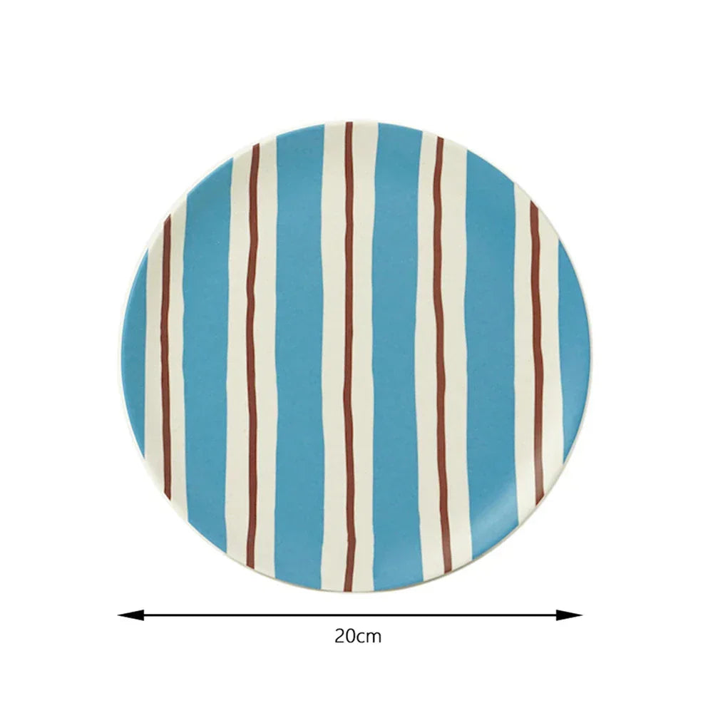 DecorBites™ Korean Style Round Bamboo Fiber Dining Plate for Desserts, Fruits, and Cakes