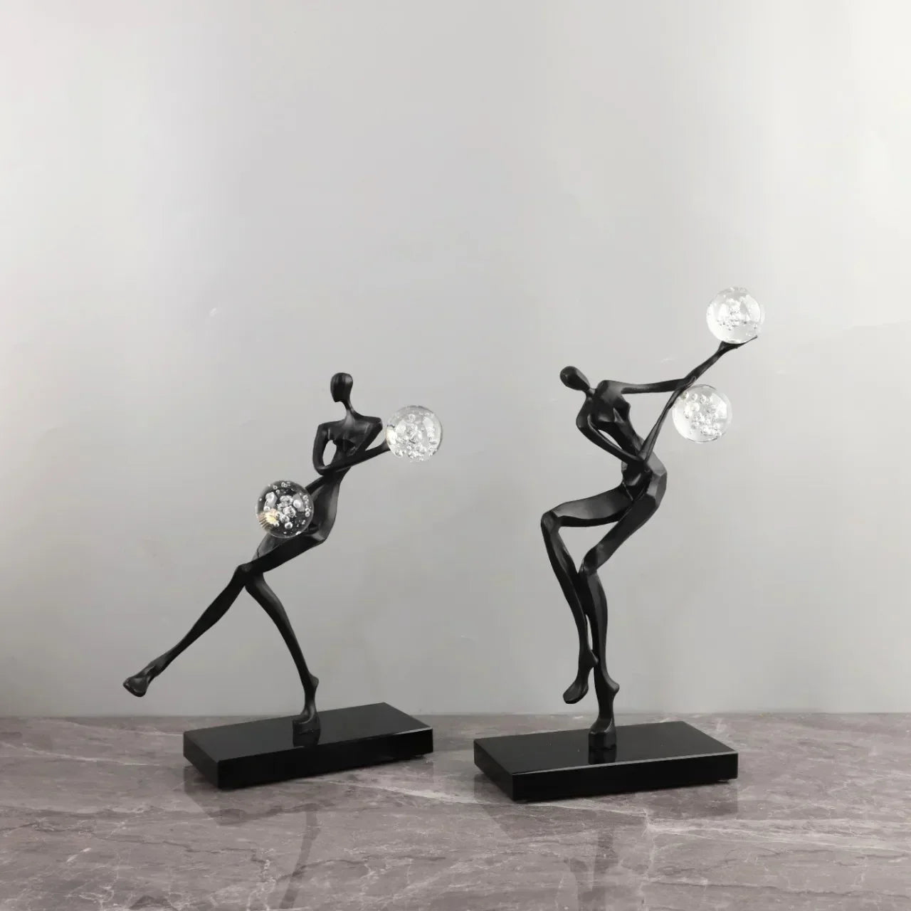 DecorBites™ Golden Man Dancing Crystal Ball Acrobatic Sculpture Figure for Home Decor