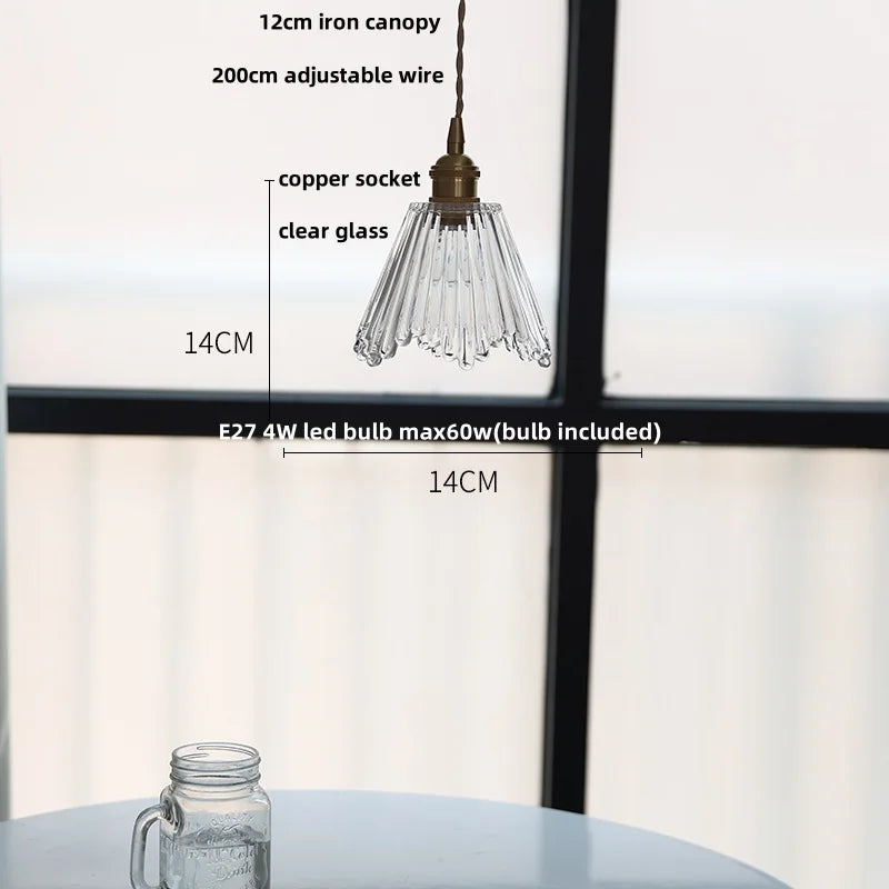 DecorBites™ Copper Canopy LED Pendant Light Fixture Green Glass Hanging Lamp