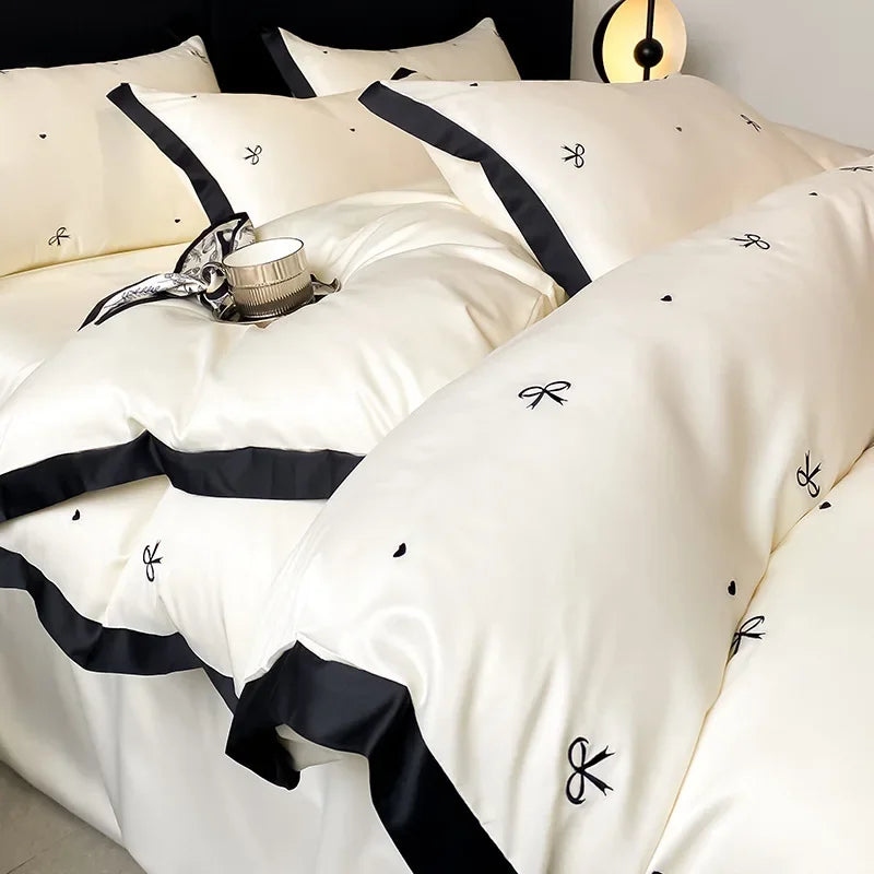DecorBites™ Lace Embroidered Cooling Comforter Cover Set - Silky Cozy Bedding Sets