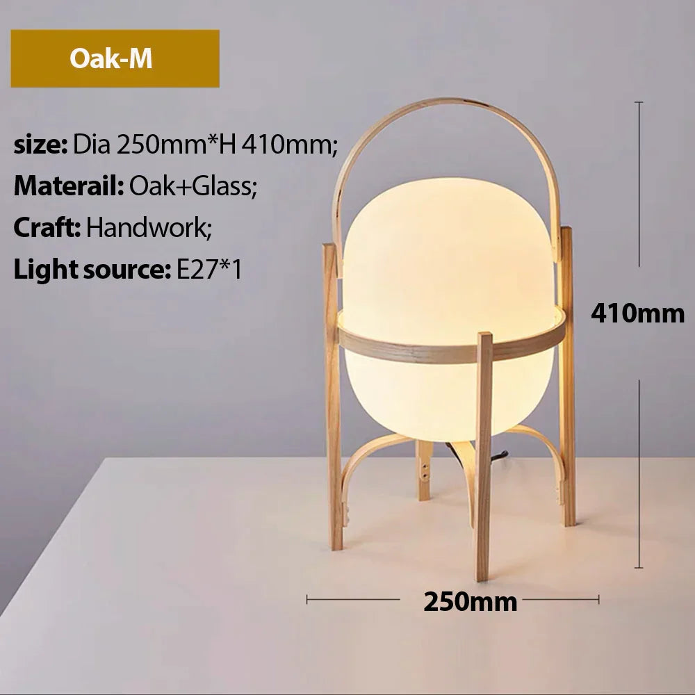 DecorBites™ Glass & Wood/Metal Table Lamp - Japanese Style Room Light