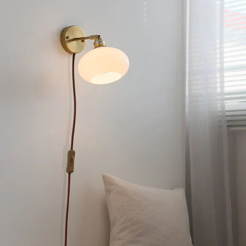 DecorBites™ Japanese Style LED Wall Sconce White Glass Rotate Pull Chain Stair Light Fixtures