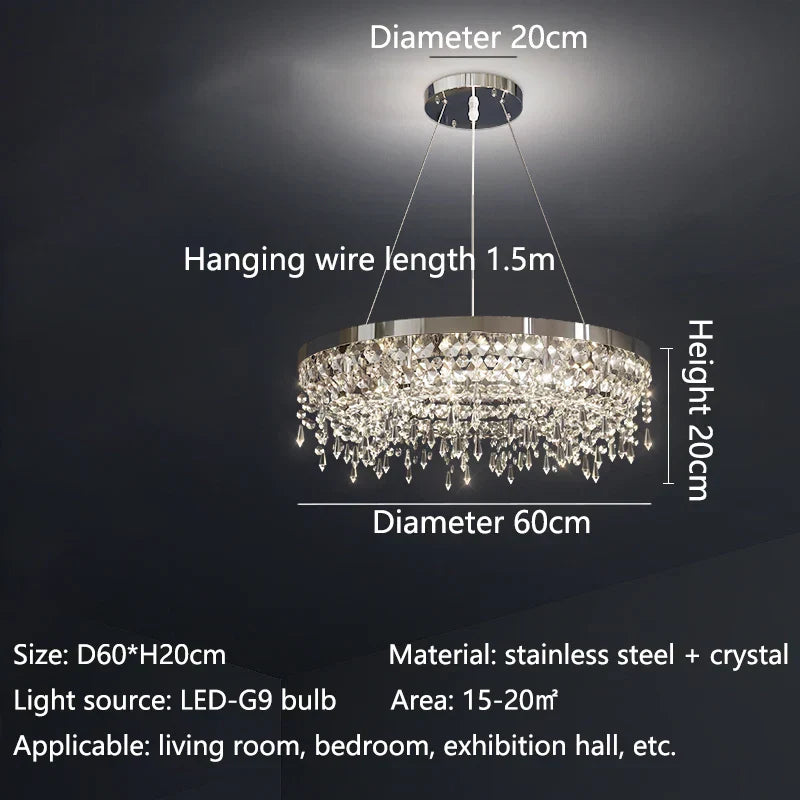 DecorBites™ Crystal Circle LED Chandelier for Modern Luxury Living Room Decor