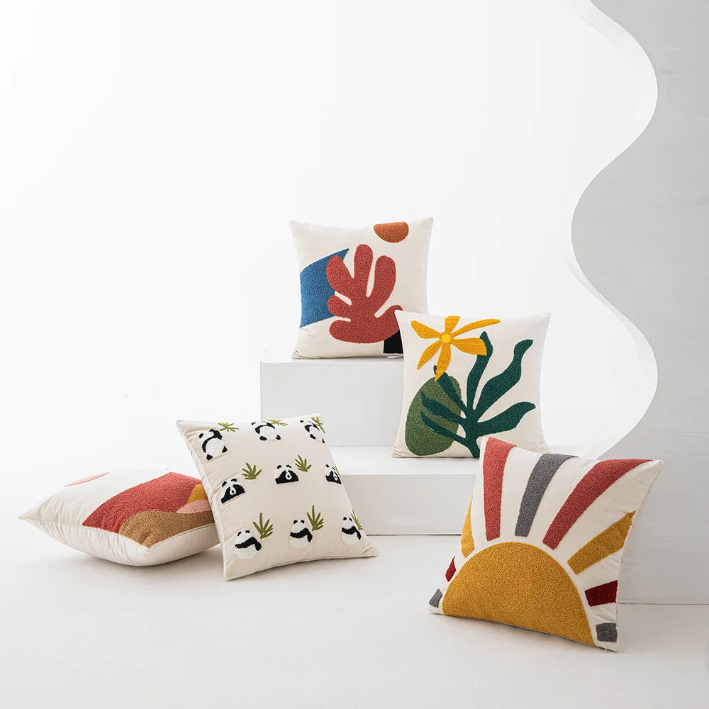 DecorBites™ Cartoon Abstract Embroidery Cushion Cover 45*45 Soft Velvet Throw Pillow Case