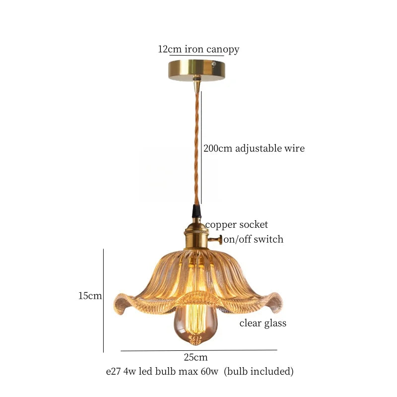 DecorBites™ Lotus Leaf Glass LED Pendant Light - Japanese Style Loft Bar Living Dining Bedroom