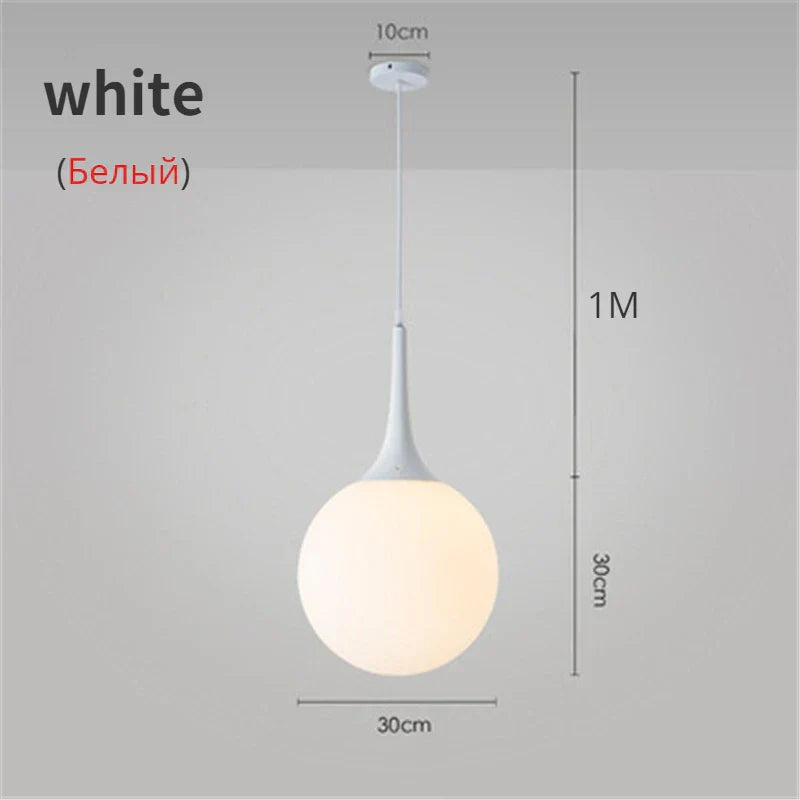 DecorBites™ Glass Ball LED Pendant Lights for Modern Living Room, Black/White Horn Fixtures