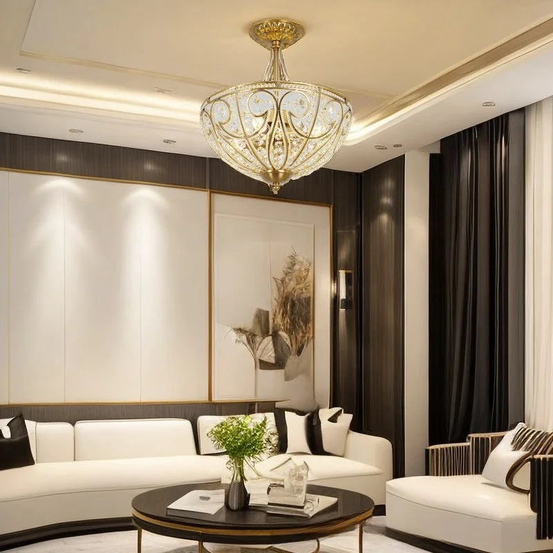 DecorBites™ Luxe Crystal Semi Chandelier for Bedroom, Restaurant, Aisle - European Retro Style