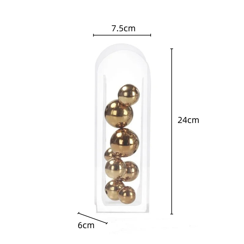DecorBites™ Acrylic Ball Vase Stack Home Decoration Golden Arch Flower Accessory