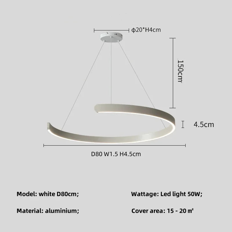 DecorBites™ Black LED Chandelier Pendant Light for Foyer Stairs Bar, Minimalist Indoor Hanging Lamp