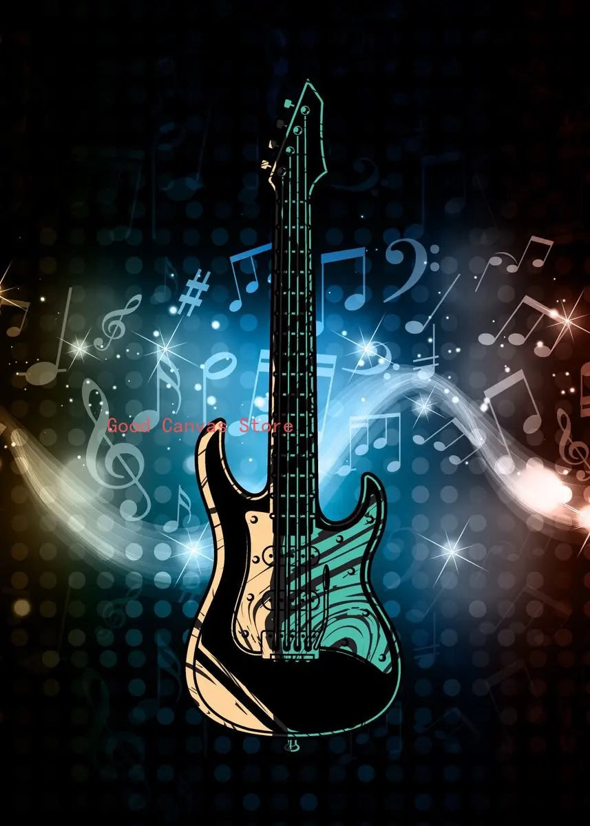 Abstract Electric Guitar Canvas Print - Music Wall Art by DecorBites™