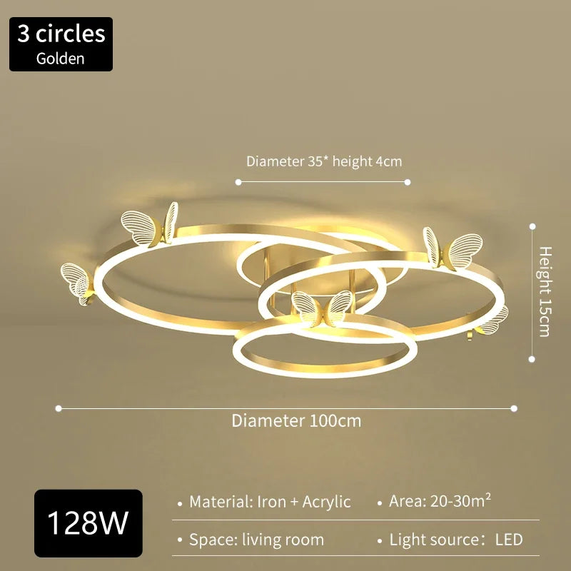 DecorBites™ Gold Butterfly Crystal Chandelier Pendant Light for Elegant Living Room & Restaurant Decoration