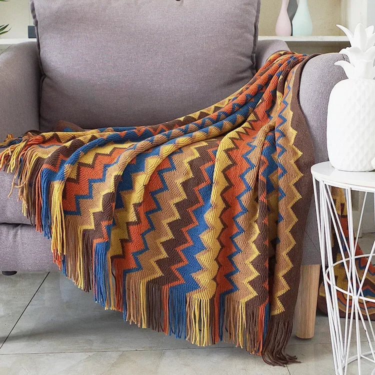 DecorBites™ Knitted Striped Sofa Blanket