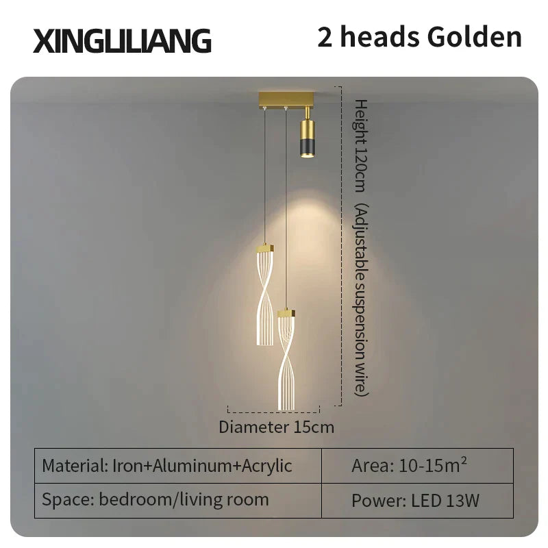 DecorBites™ Golden Pendant Chandelier for Bedroom & Living Room Décor