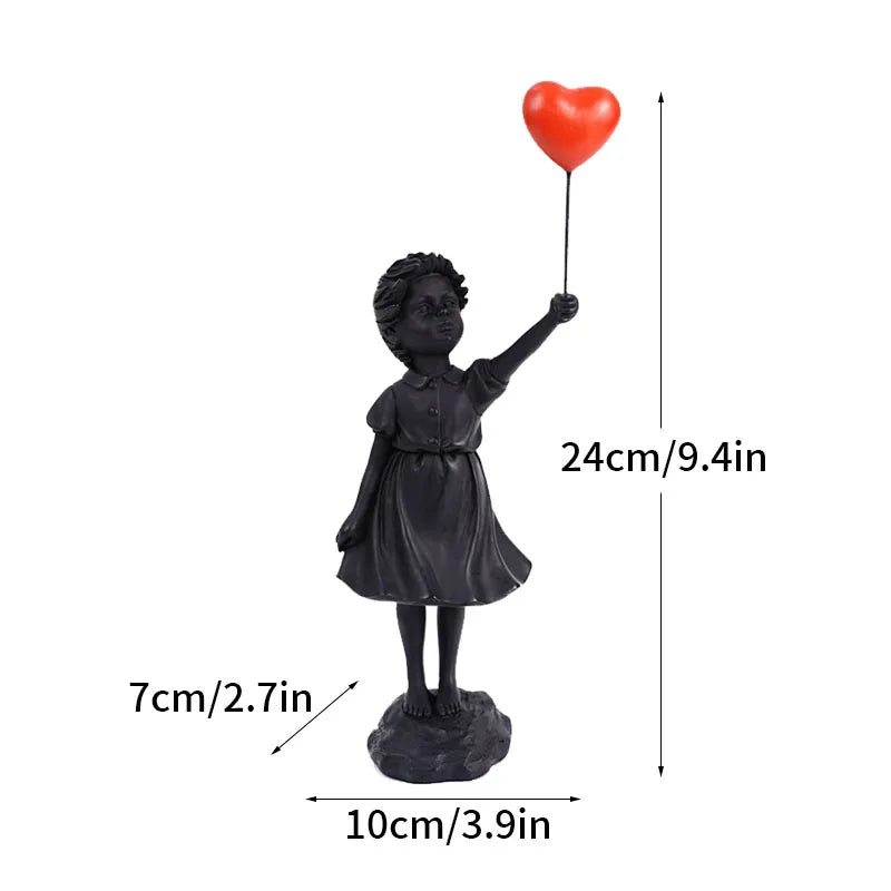 DecorBites™ Banksy Sculpture Collection: Flower Thrower & Balloon Girl Figurines for Home & Office