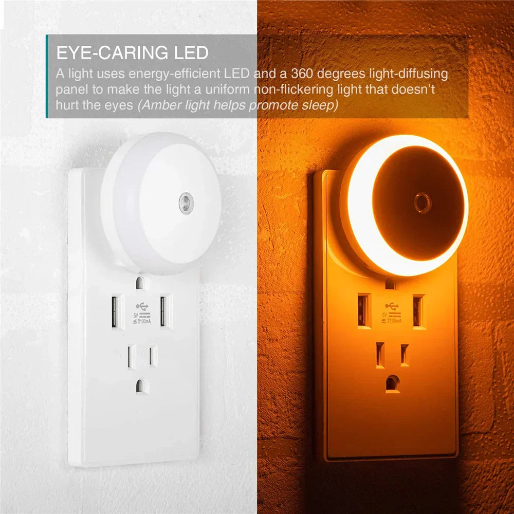 DecorBites™ LED Night Light Smart Sensor Plug-in Wall Night Lamp for Home Bedroom Hallway