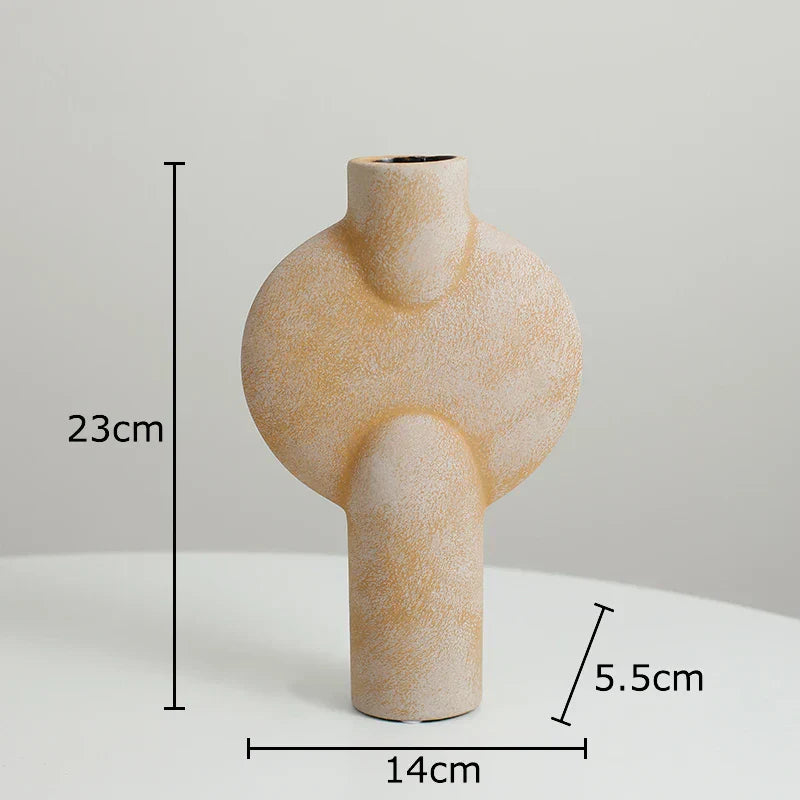 DecorBites™ Ceramic Disc Vase: Geometric Round Table Decoration for Floral Arrangement