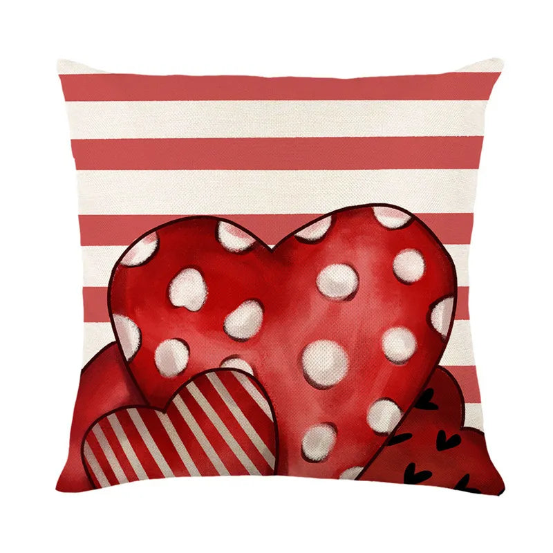 DecorBites™ Cartoon Cat Linen Pillowcase 45x45cm Couple Love Cushion Covers for Living Room