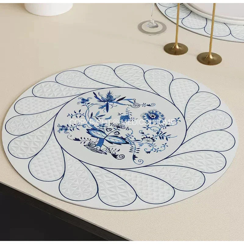 DecorBites™ Blue Onion Print Tablecloth Overlay: Luxe French Pastoral Banquet Dining Decoration