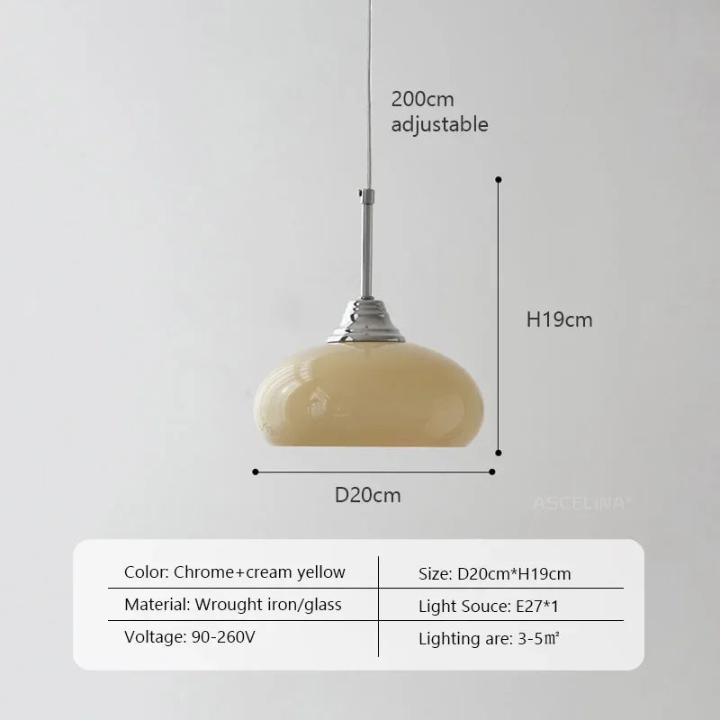 DecorBites™ Cream Glass Nordic LED Pendant Light for Home Decor and Lighting