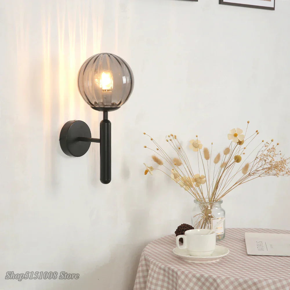 DecorBites™ Glass Ball LED Wall Lamp Modern Bedroom Beside Light Fixture